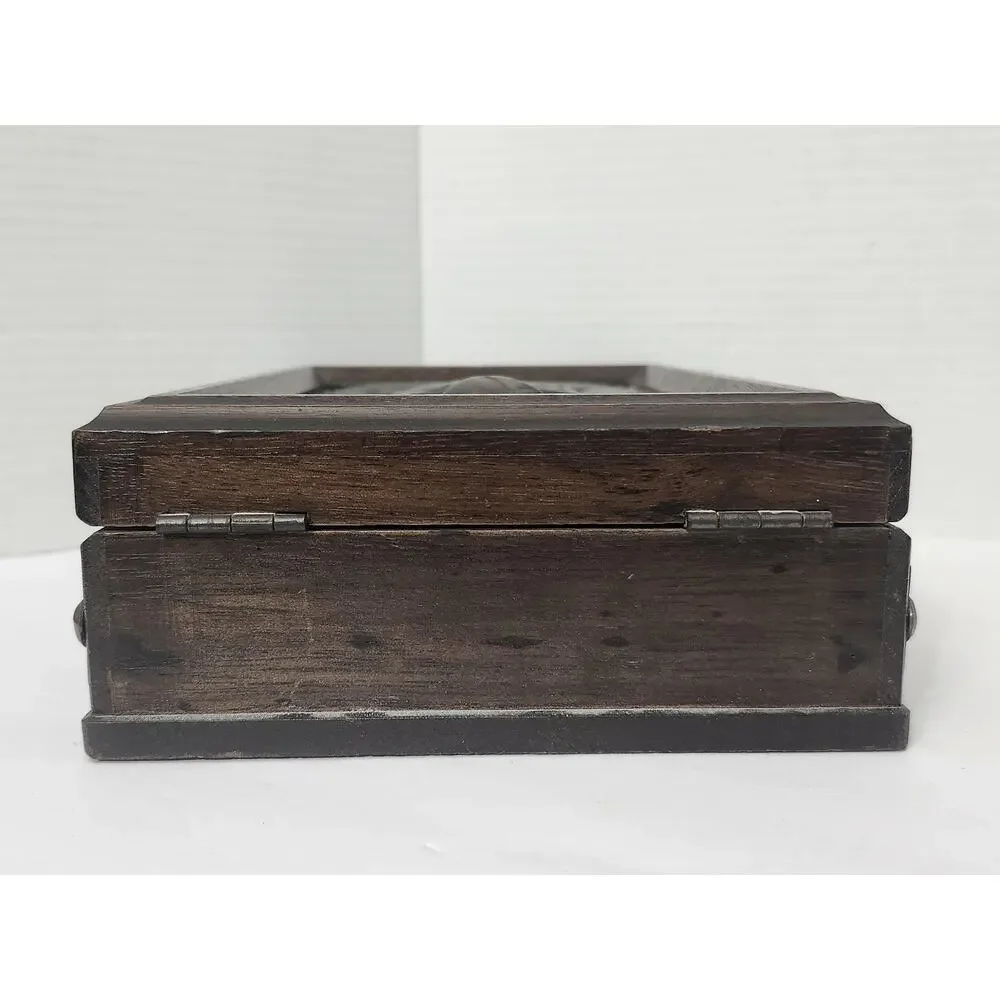 Vintage Acsons Import Co Wood Valet Jewelry Box Heraldic Knight Shield Crest